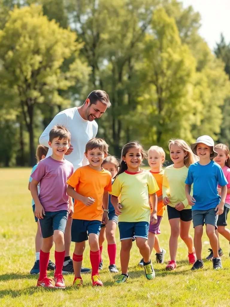 Children participating in a sports clinic organized by ORMA, demonstrating the organization's focus on youth development and healthy lifestyles.